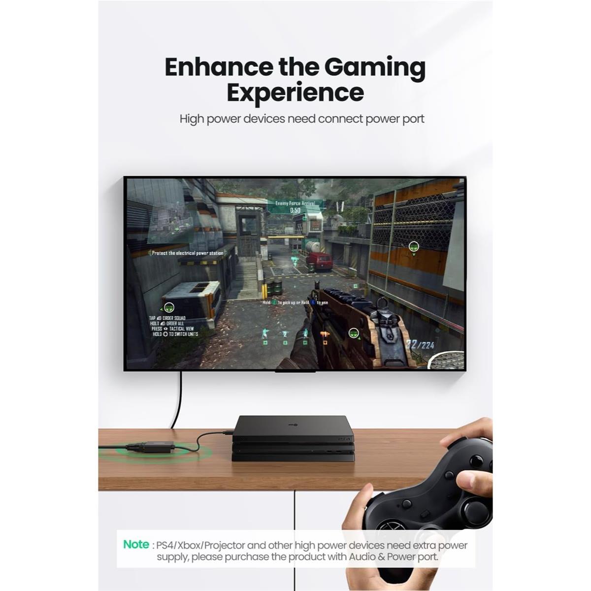 Ugreen 90813 HDMI to VGA Converter with Power Port