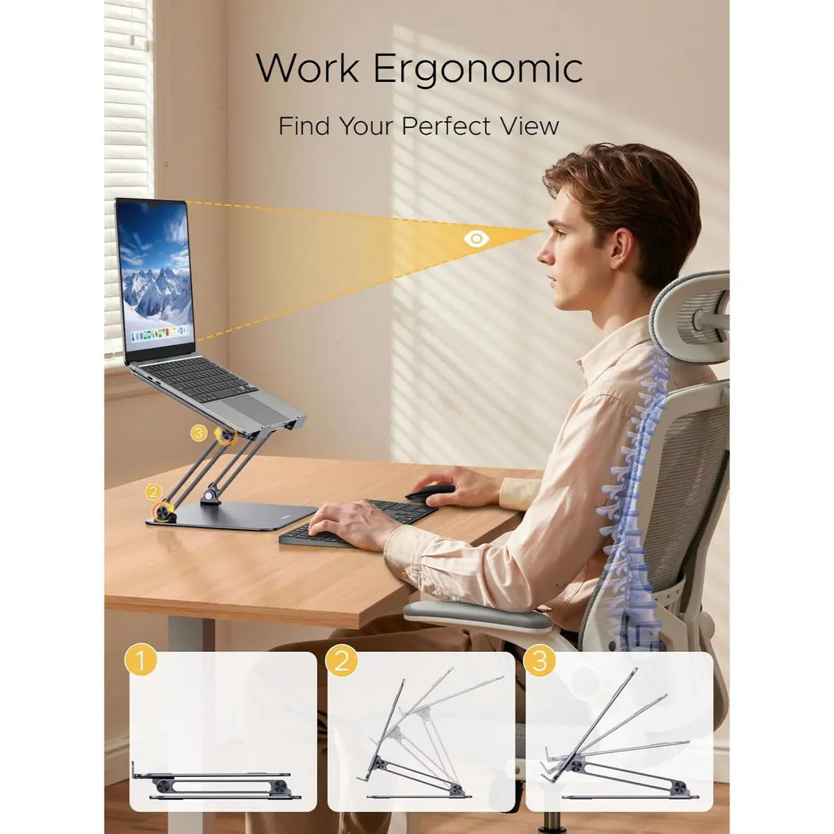 Ugreen 45929 Laptop Stand for Desk, Adjustable Laptop Riser with Heat Vent