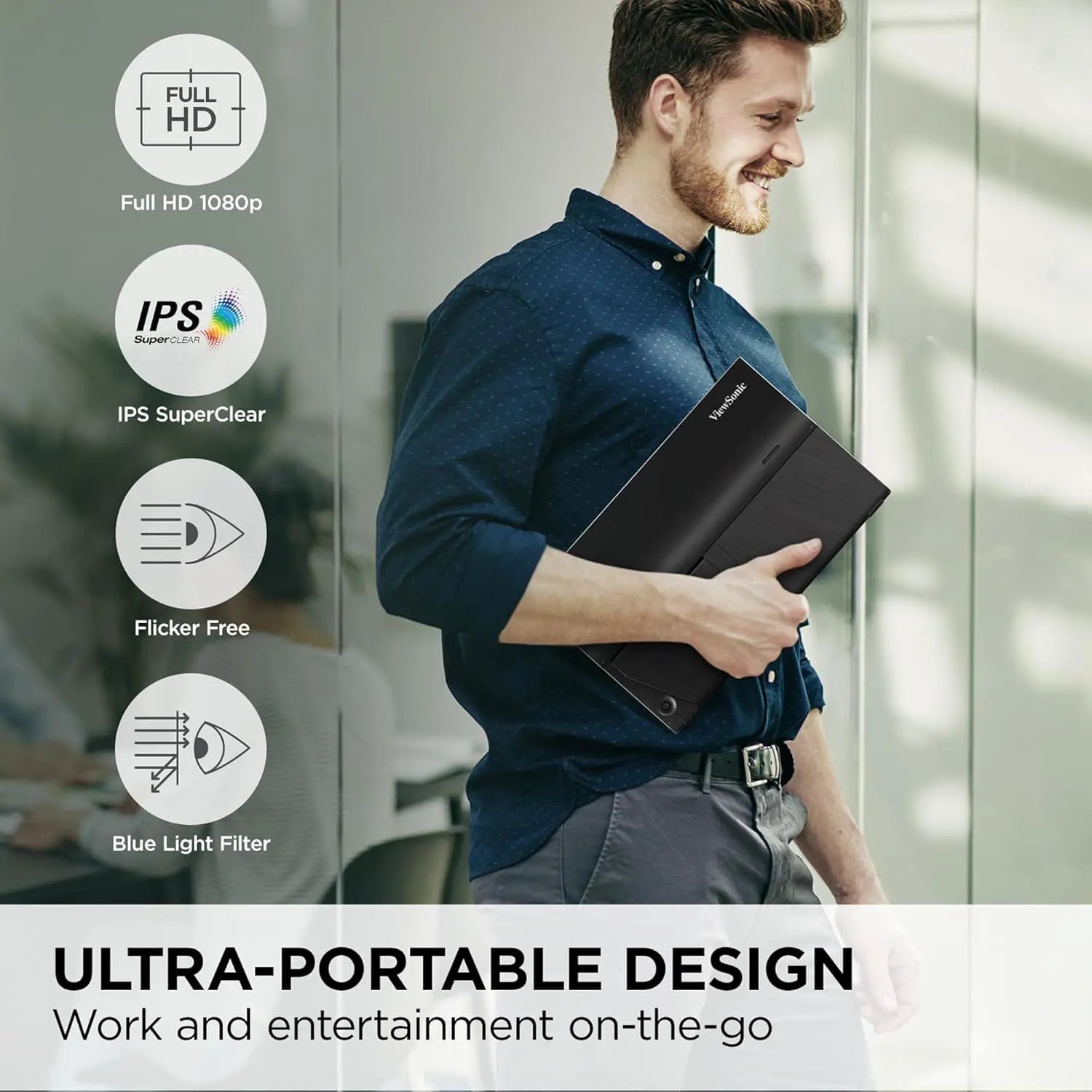 ViewSonic VA1655 15.6" 1080p FHD IPS Portable Monitor with Built-in Stand